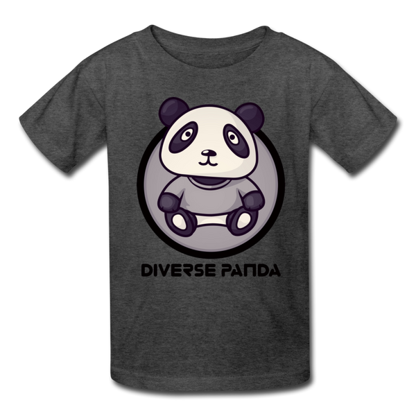 Diverse Panda Sephia Themed Kids' T-Shirt - heather black