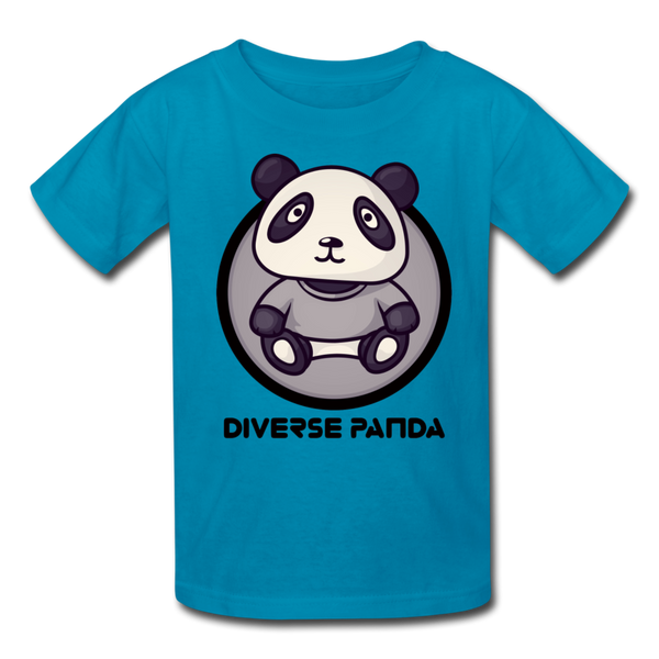 Diverse Panda Sephia Themed Kids' T-Shirt - turquoise