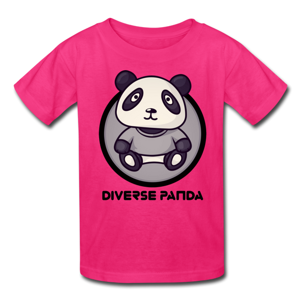 Diverse Panda Sephia Themed Kids' T-Shirt - fuchsia