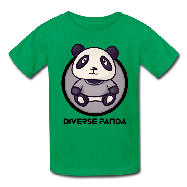 Diverse Panda Sephia Themed Kids' T-Shirt - kelly green