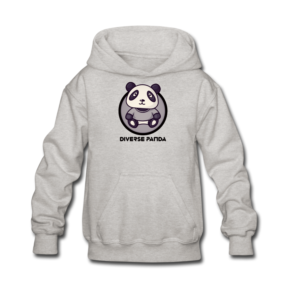 Diverse Panda Sephia Themed Kids' Hoodie - heather gray