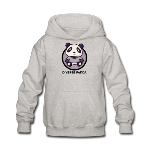 Diverse Panda Sephia Themed Kids' Hoodie - heather gray