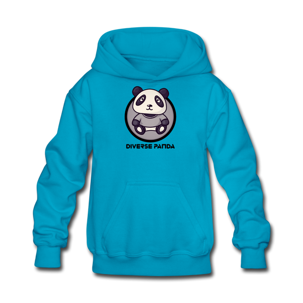 Diverse Panda Sephia Themed Kids' Hoodie - turquoise