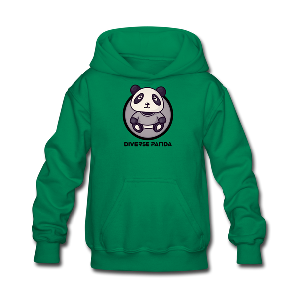 Diverse Panda Sephia Themed Kids' Hoodie - kelly green