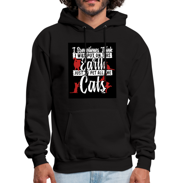 I Sometimes Think I Was Put On This Earth Just To Pet All The Cats Men's Hoodie - black