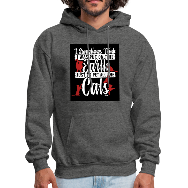 I Sometimes Think I Was Put On This Earth Just To Pet All The Cats Men's Hoodie - charcoal gray