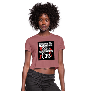 I Sometimes Think I Was Put On This Earth Just To Pet All The Cats Women's Cropped T-Shirt - mauve