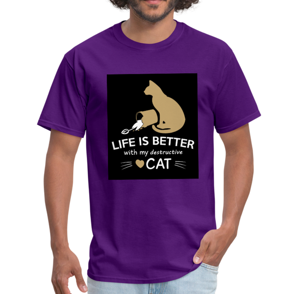 Life Is Better With My Destructive Cat Men's T-Shirt - purple