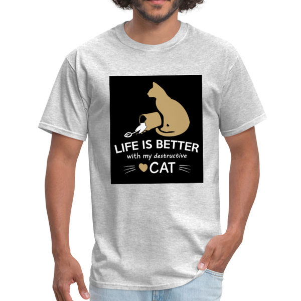 Life Is Better With My Destructive Cat Men's T-Shirt - heather gray