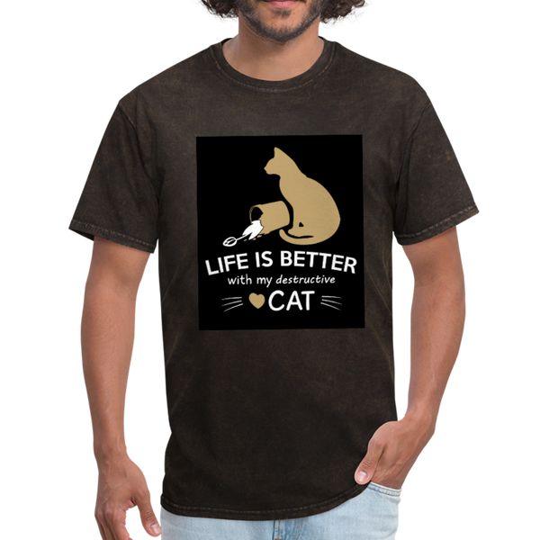 Life Is Better With My Destructive Cat Men's T-Shirt - mineral black