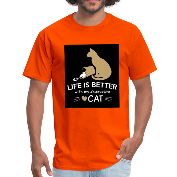 Life Is Better With My Destructive Cat Men's T-Shirt - orange