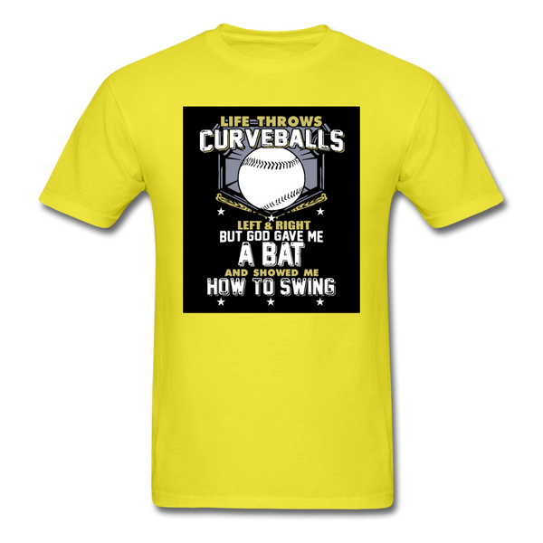 Life Throws Curve-balls Shirt Men's T-Shirt - yellow