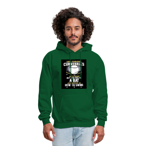 Life Throws Curve Balls Men's Hoodie - forest green