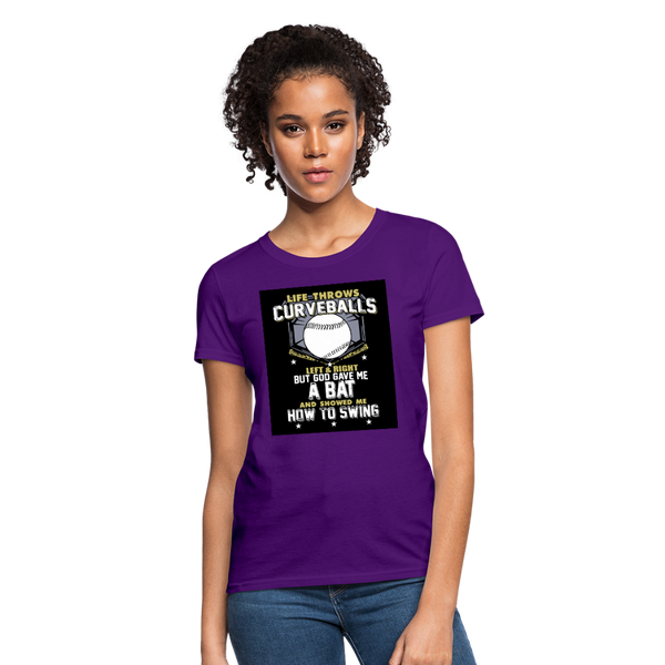 Life Throws Curve Balls Women's T-Shirt - purple