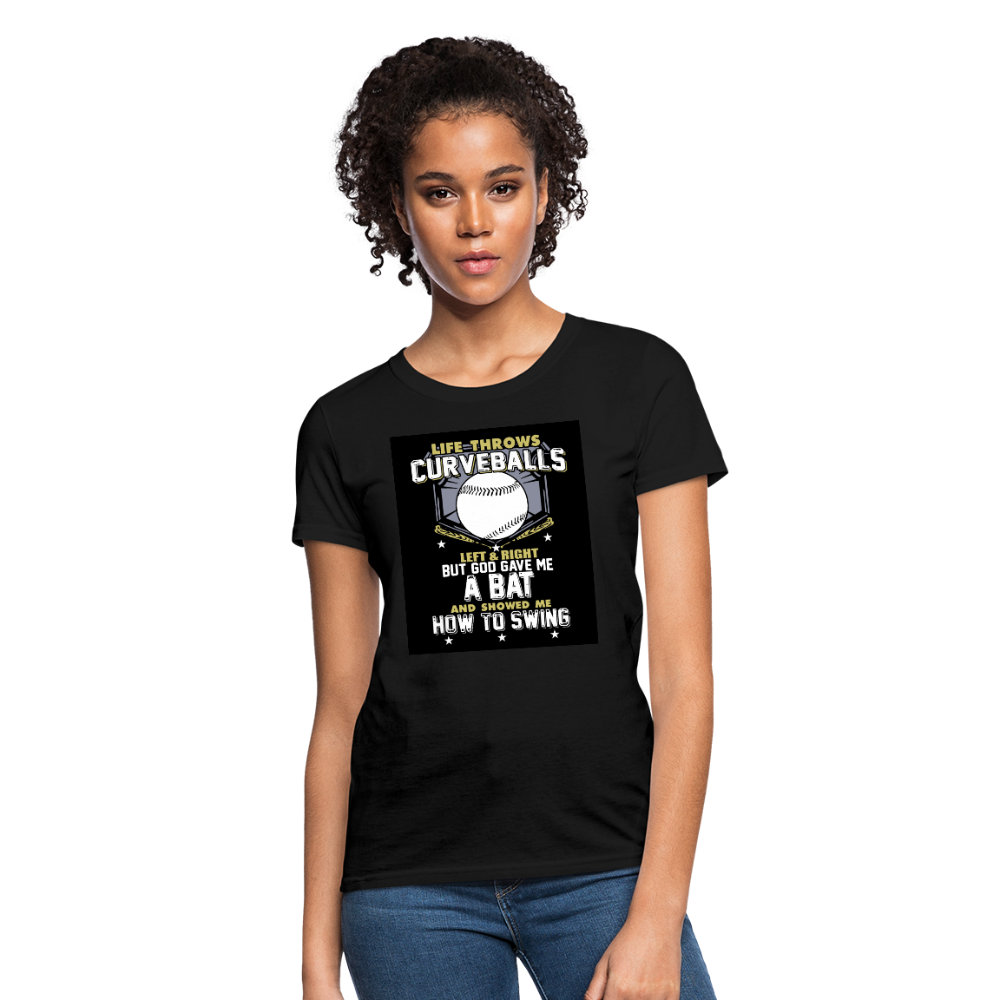 Life Throws Curve Balls Women's T-Shirt - black