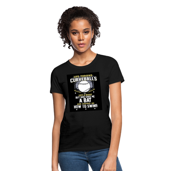 Life Throws Curve Balls Women's T-Shirt - black