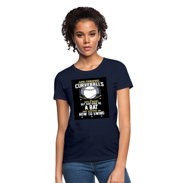 Life Throws Curve Balls Women's T-Shirt - navy