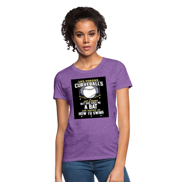 Life Throws Curve Balls Women's T-Shirt - purple heather