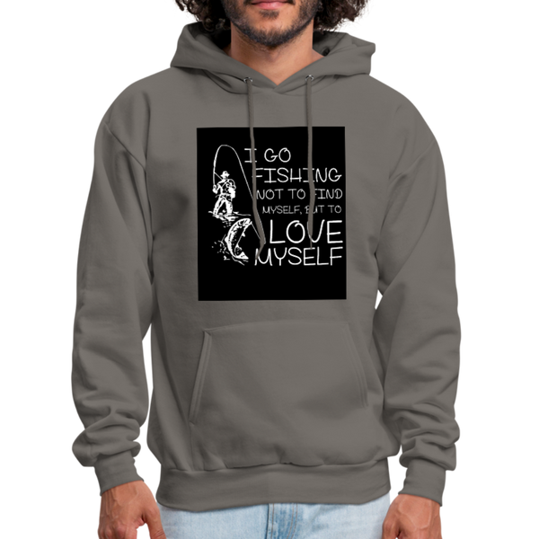 I Go Fishing Not To Find Myself, But To Love Myself Men's Hoodie - asphalt gray