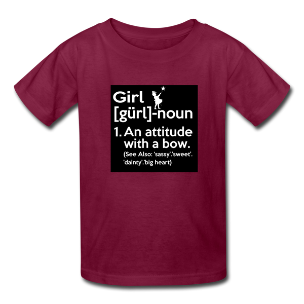 Girl Definition Kids' T-Shirt For Girls - burgundy