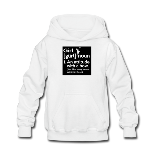 Girl Definition Kids' Hoodie For Girls - white