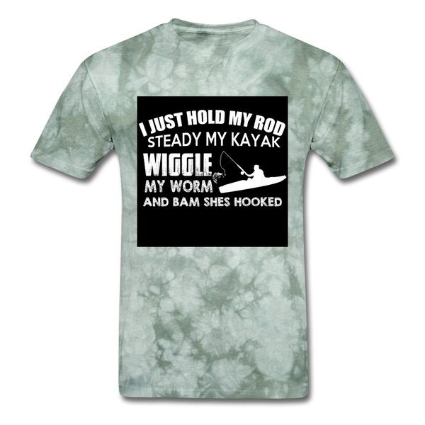 I Just Hold My Rod Steady My Kayak Men's T-Shirt - military green tie dye