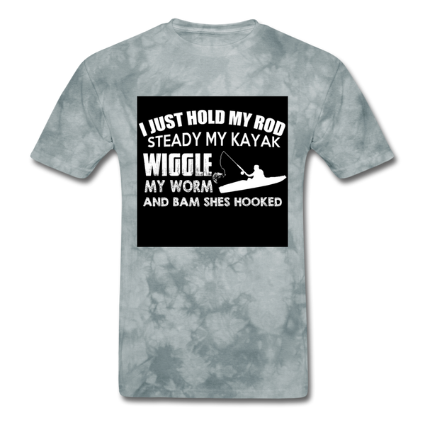I Just Hold My Rod Steady My Kayak Men's T-Shirt - grey tie dye
