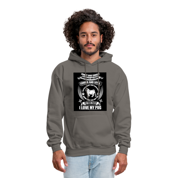 I Love My Pug Men's Hoodie - asphalt gray