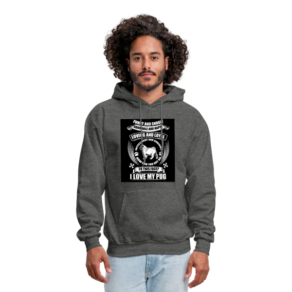 I Love My Pug Men's Hoodie - charcoal gray