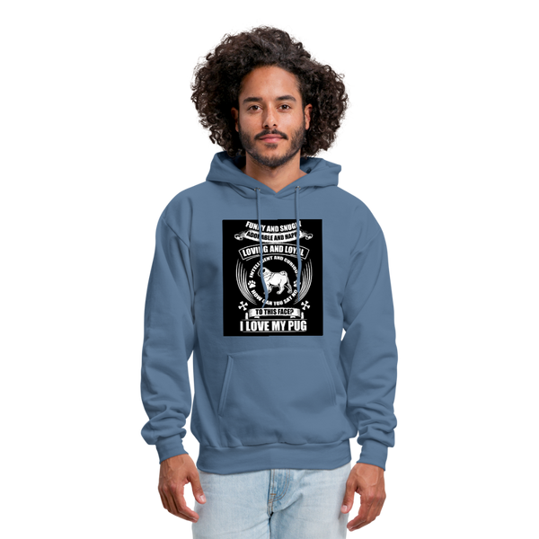 I Love My Pug Men's Hoodie - denim blue