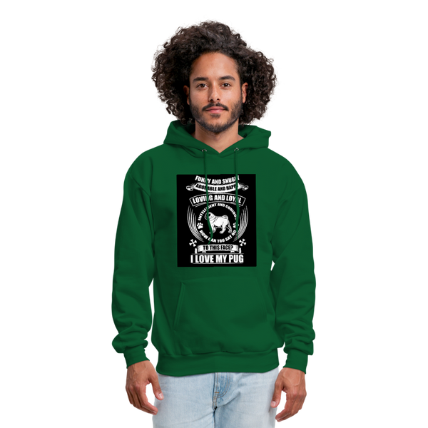 I Love My Pug Men's Hoodie - forest green