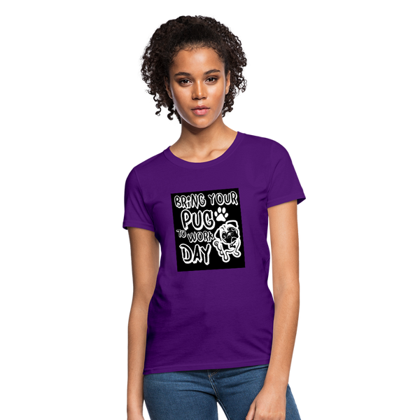 Bring Your Pug To Work Day Women's T-Shirt - purple