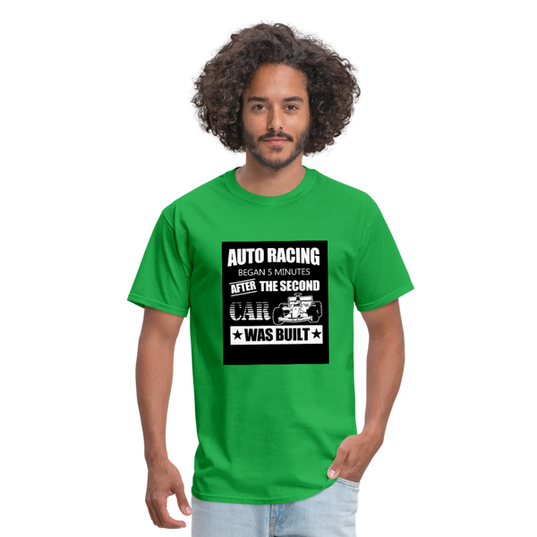 Auto Racing Began 5 Minutes After The Second Car Was Built Men's T-Shirt - bright green