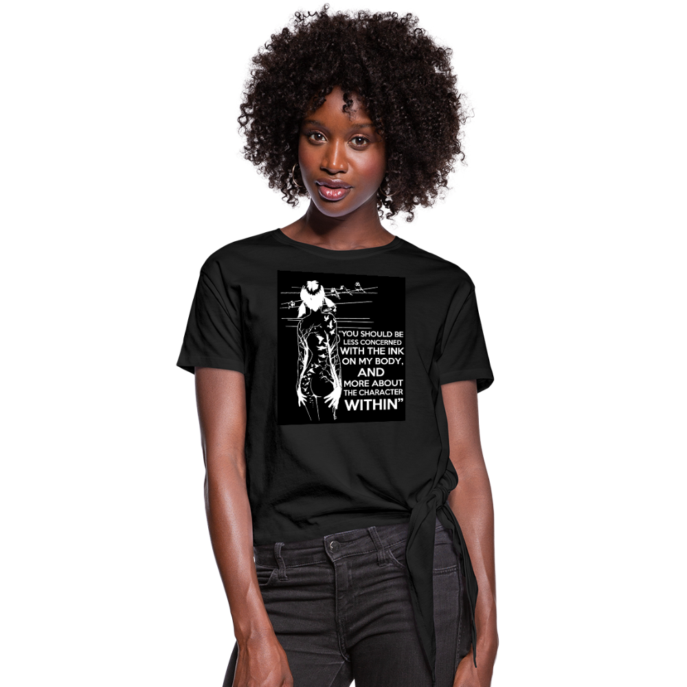 Tattoo Quote Women's Knotted T-Shirt - black