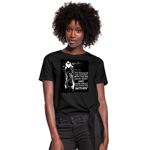 Tattoo Quote Women's Knotted T-Shirt - black