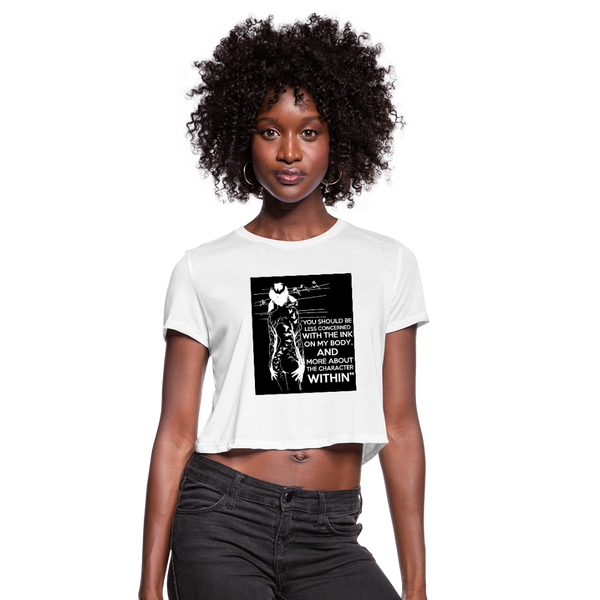 Tattoo Quote Women's Cropped T-Shirt - white