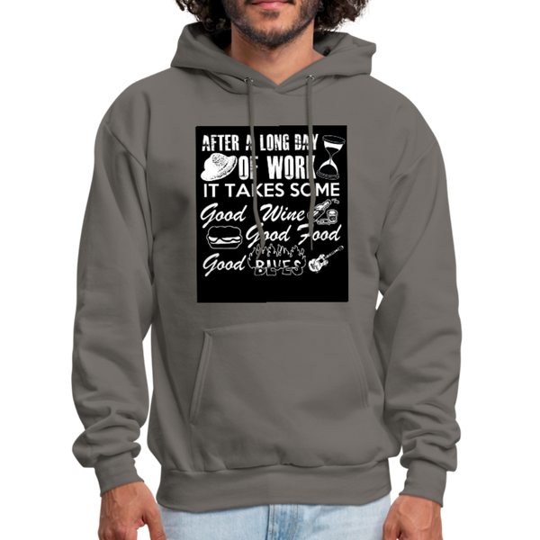 Wine Food Blues Men's Hoodie - asphalt gray