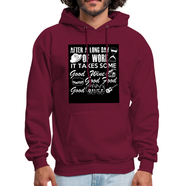 Wine Food Blues Men's Hoodie - burgundy