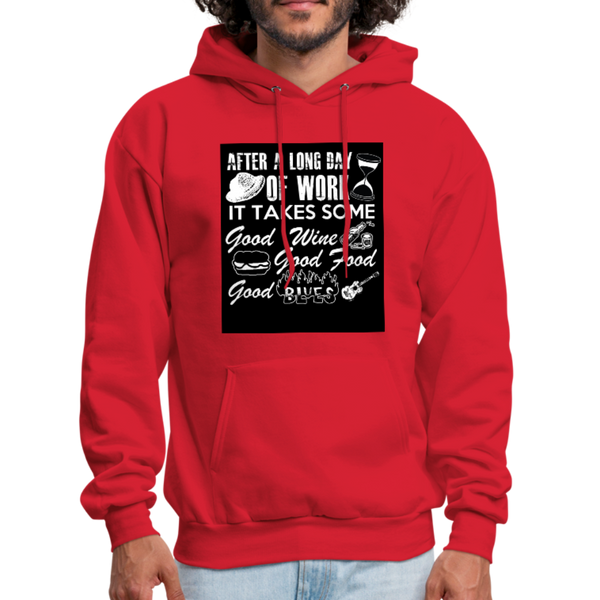 Wine Food Blues Men's Hoodie - red