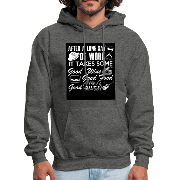 Wine Food Blues Men's Hoodie - charcoal gray