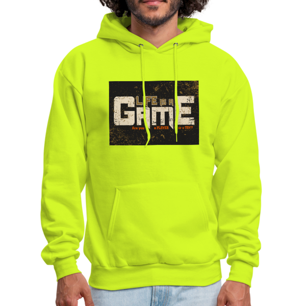 Life Is A Game Men's Hoodie - safety green