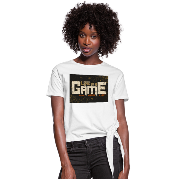 Life Is A Game Women's Knotted T-Shirt - white