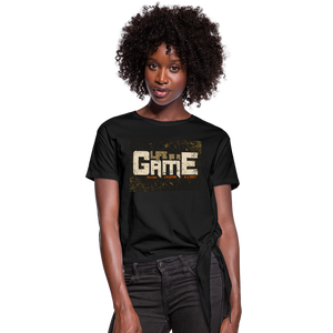 Life Is A Game Women's Knotted T-Shirt - black