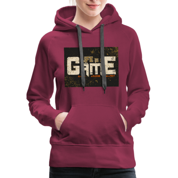 Life Is A Game Women’s Premium Hoodie - burgundy