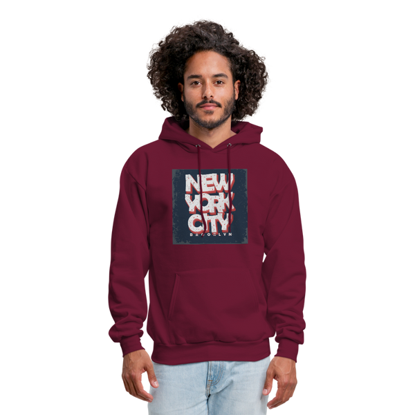 New York City Brooklyn Men's Hoodie - burgundy
