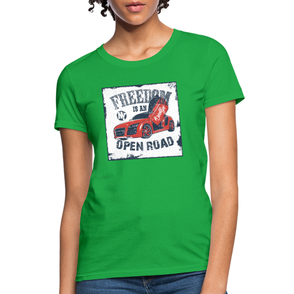 Freedom Is An Open Road Women's T-Shirt - bright green