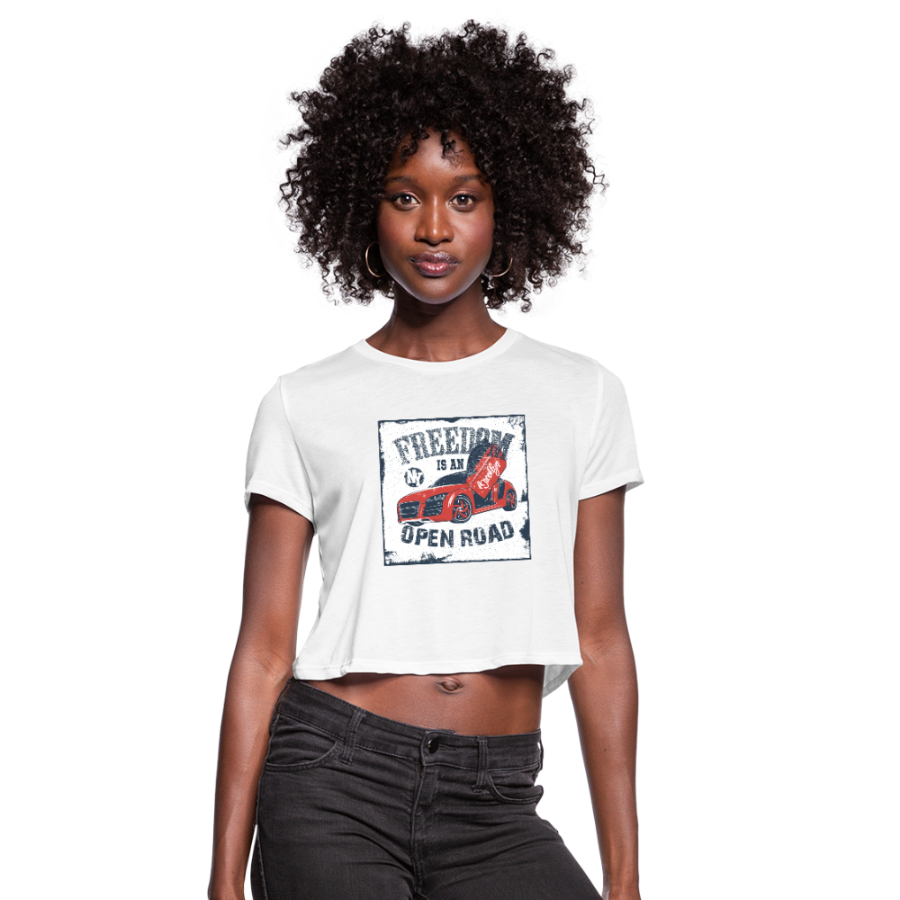 Freedom Is An Open Road Women's Cropped T-Shirt - white