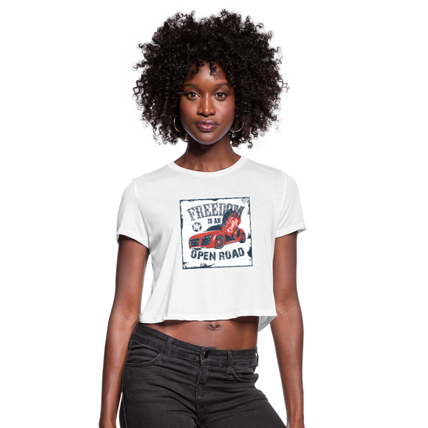 Freedom Is An Open Road Women's Cropped T-Shirt - white