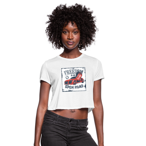 Freedom Is An Open Road Women's Cropped T-Shirt - white