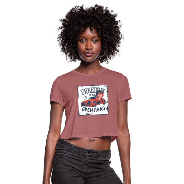 Freedom Is An Open Road Women's Cropped T-Shirt - mauve